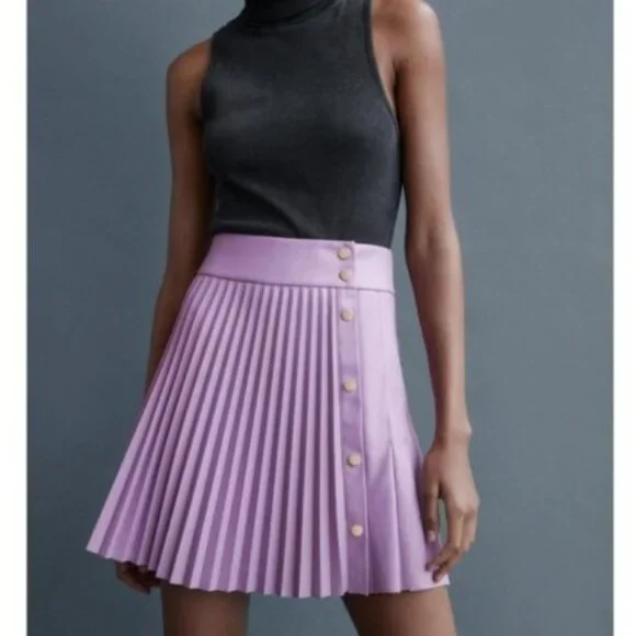 Zara Faux Leather Pleated Skirt - Picture 1 of 3
